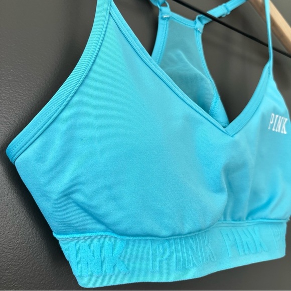 Victoria's Secret PINK Lightly Lined Low Impact Sports Bra Bright Blue Racerback - Picture 5 of 9